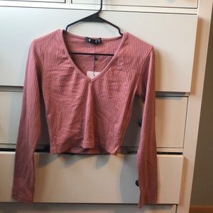 Missguided pink cropped long sleeve
